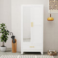 Metal Wardrobe Closet with Mirror