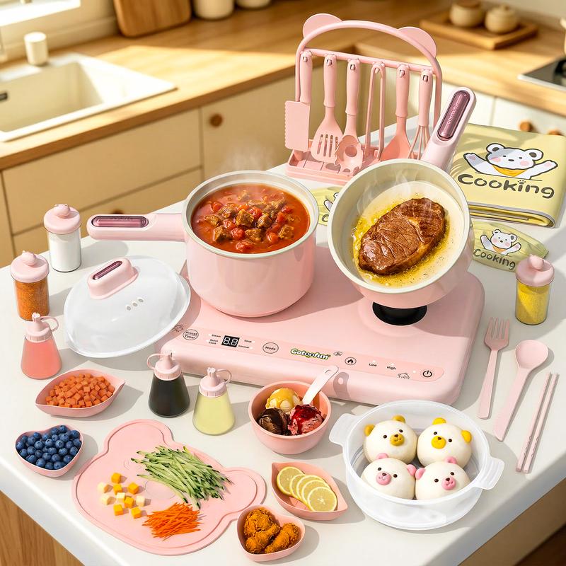Kids Montessori Kitchen Set with Dual Stoves & Accessories
