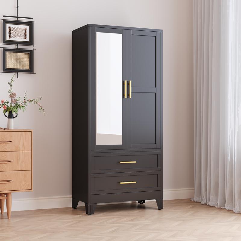 Metal Wardrobe Closet with Mirror