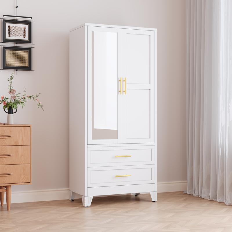 Metal Wardrobe Closet with Mirror