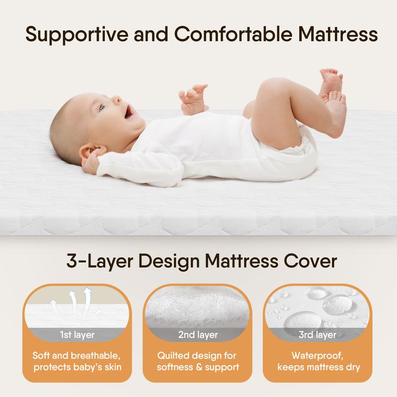 3-in-1 Foldable Portable Crib - 3 in 1 Infant & Toddler Beds