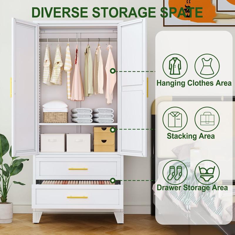 Metal Wardrobe Closet with Mirror