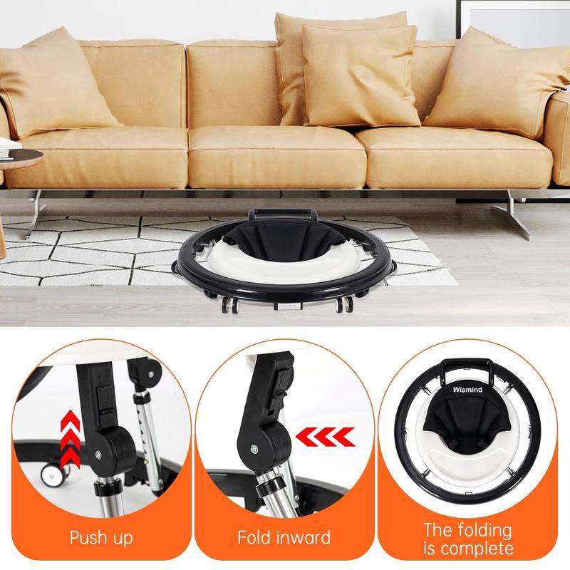 Baby Walker Foldable with Wheels, 9 Adjustable Heights, 7–18 Months