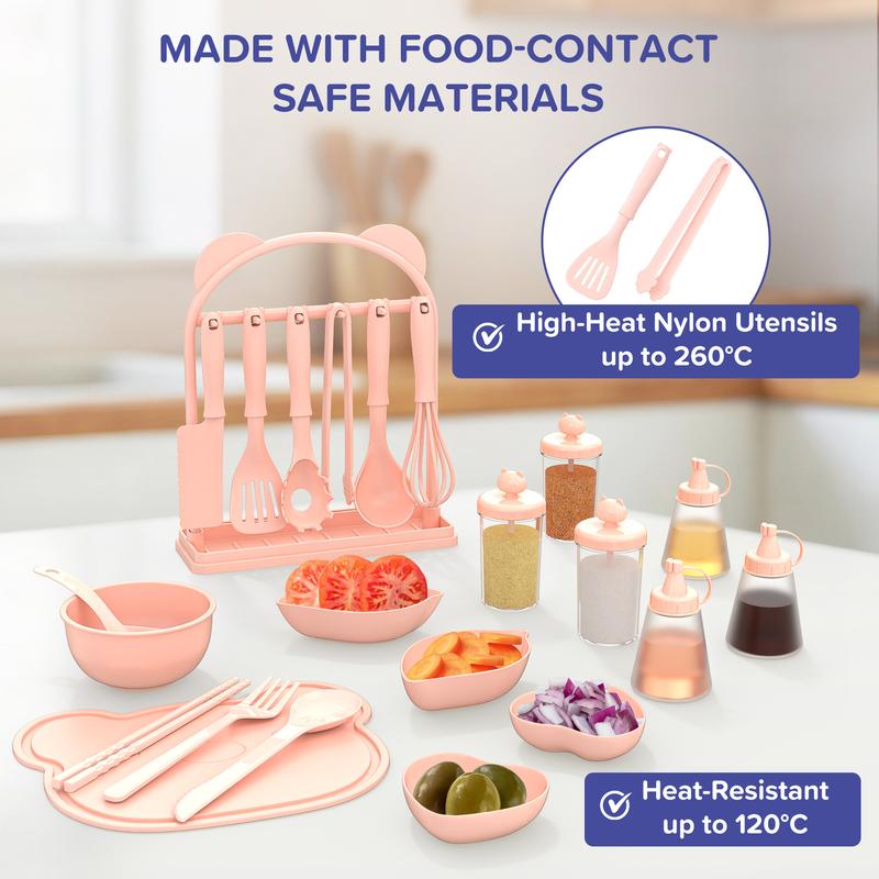 Kids Montessori Kitchen Set with Dual Stoves & Accessories