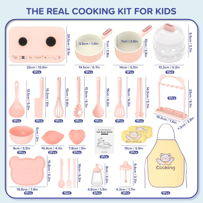 Kids Montessori Kitchen Set with Dual Stoves & Accessories