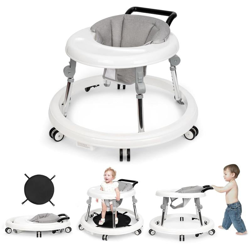 Baby Walker Foldable with Wheels, 9 Adjustable Heights, 7–18 Months