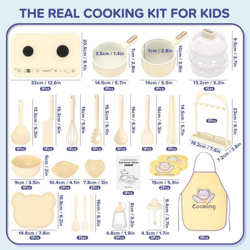 Kids Montessori Kitchen Set with Dual Stoves & Accessories